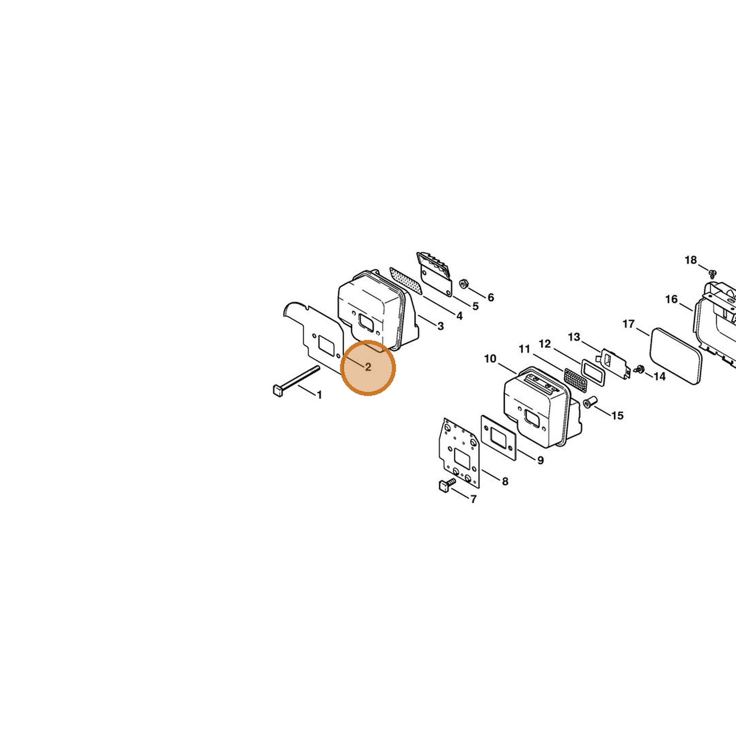 STIHL part 1130-141-3200 — IPL diagram snippet (6x zoom, amber highlight)