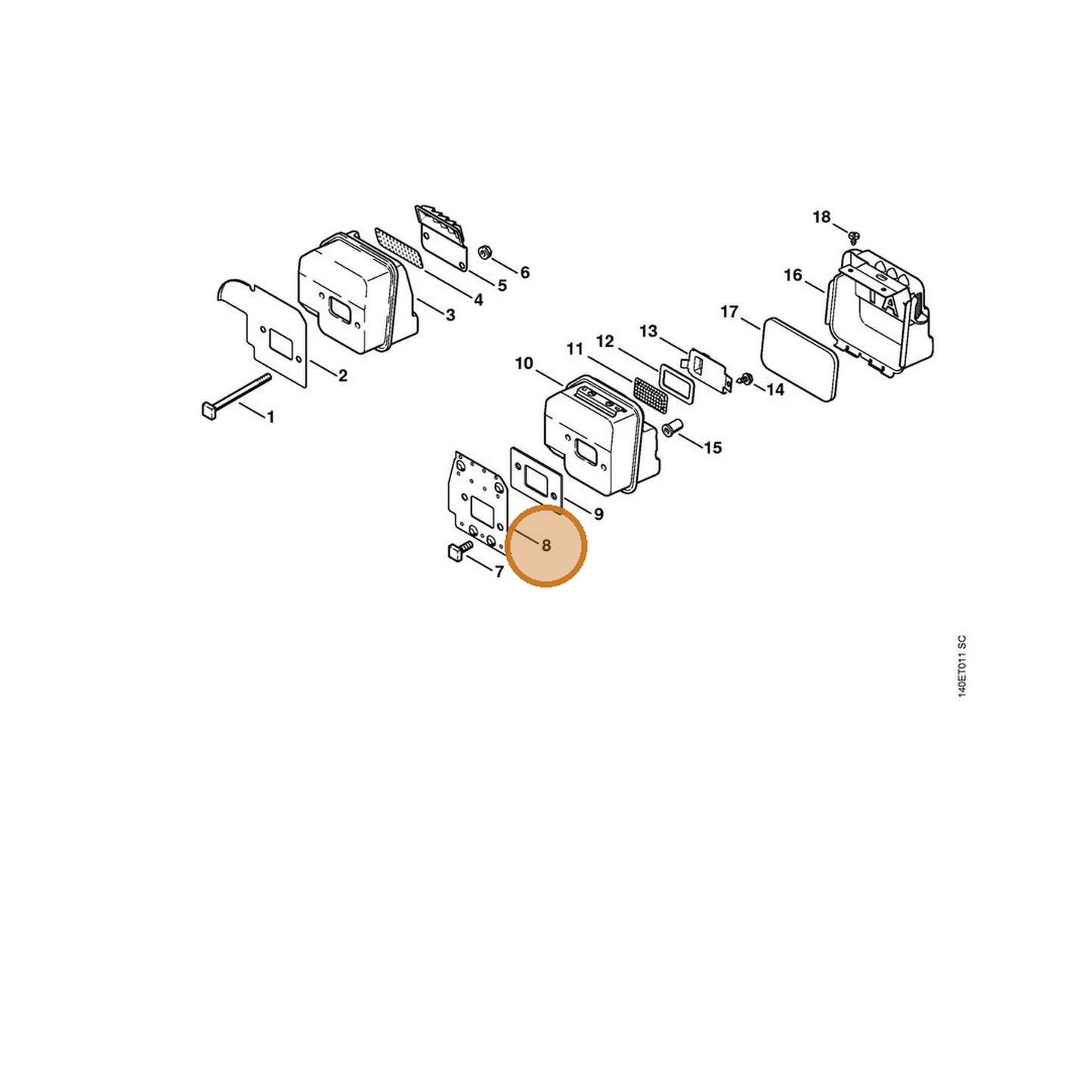 STIHL part 1130-141-3201 — IPL diagram snippet (6x zoom, amber highlight)