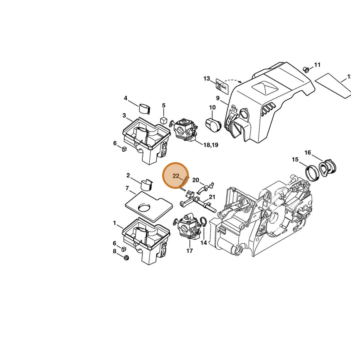STIHL part 1130-185-2000 — IPL diagram snippet (6x zoom, amber highlight)