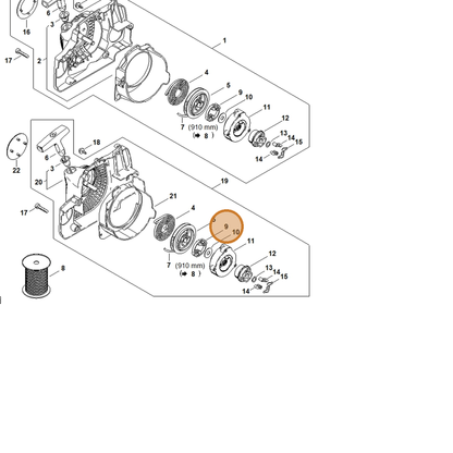 STIHL part 1130-195-2001 — IPL diagram snippet (6x zoom, amber highlight)