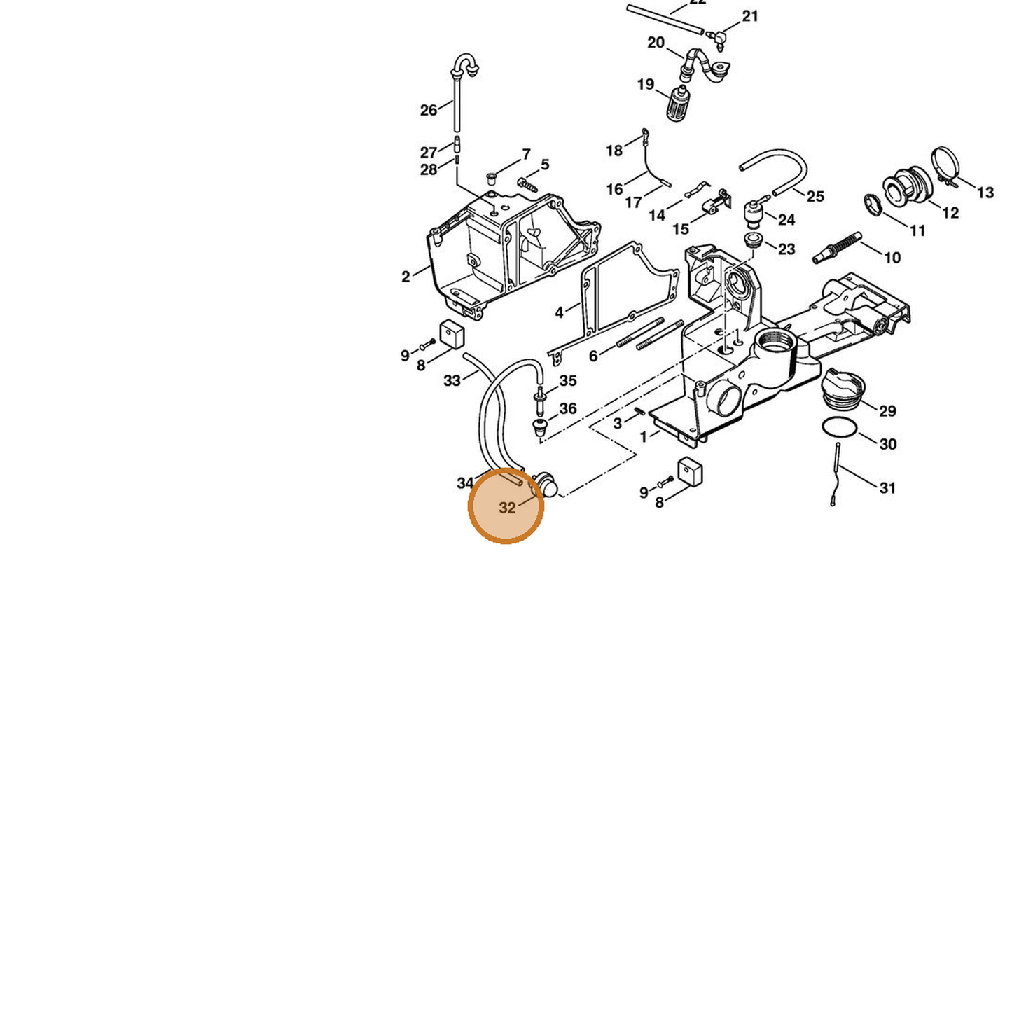 STIHL part 1130-350-6200 — IPL diagram snippet (6x zoom, amber highlight)