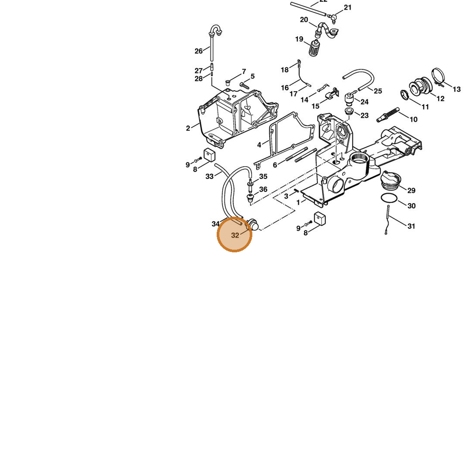 STIHL part 1130-350-6200 — IPL diagram snippet (6x zoom, amber highlight)