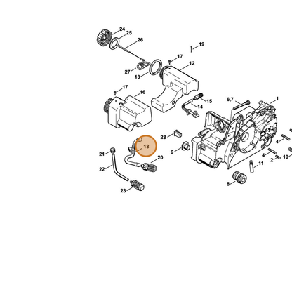 STIHL part 1130-358-7701 — IPL diagram snippet (6x zoom, amber highlight)