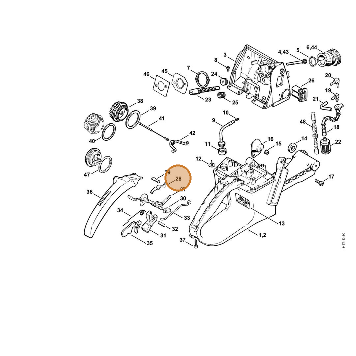STIHL part 1130-442-1602 — IPL diagram snippet (6x zoom, amber highlight)
