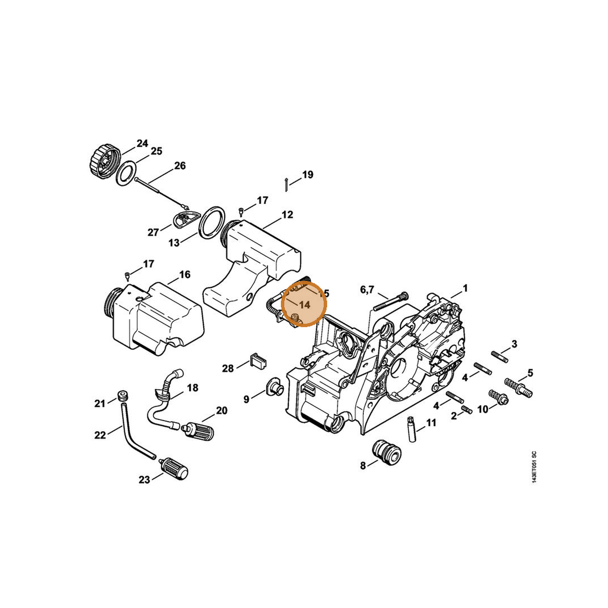 STIHL part 1130-647-9400 — IPL diagram snippet (6x zoom, amber highlight)