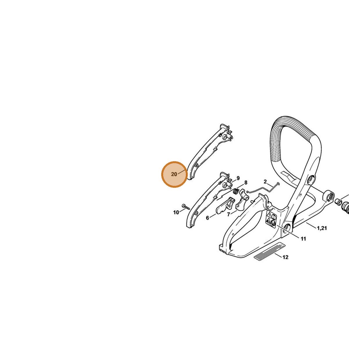 STIHL part 1130-791-0600 — IPL diagram snippet (6x zoom, amber highlight)