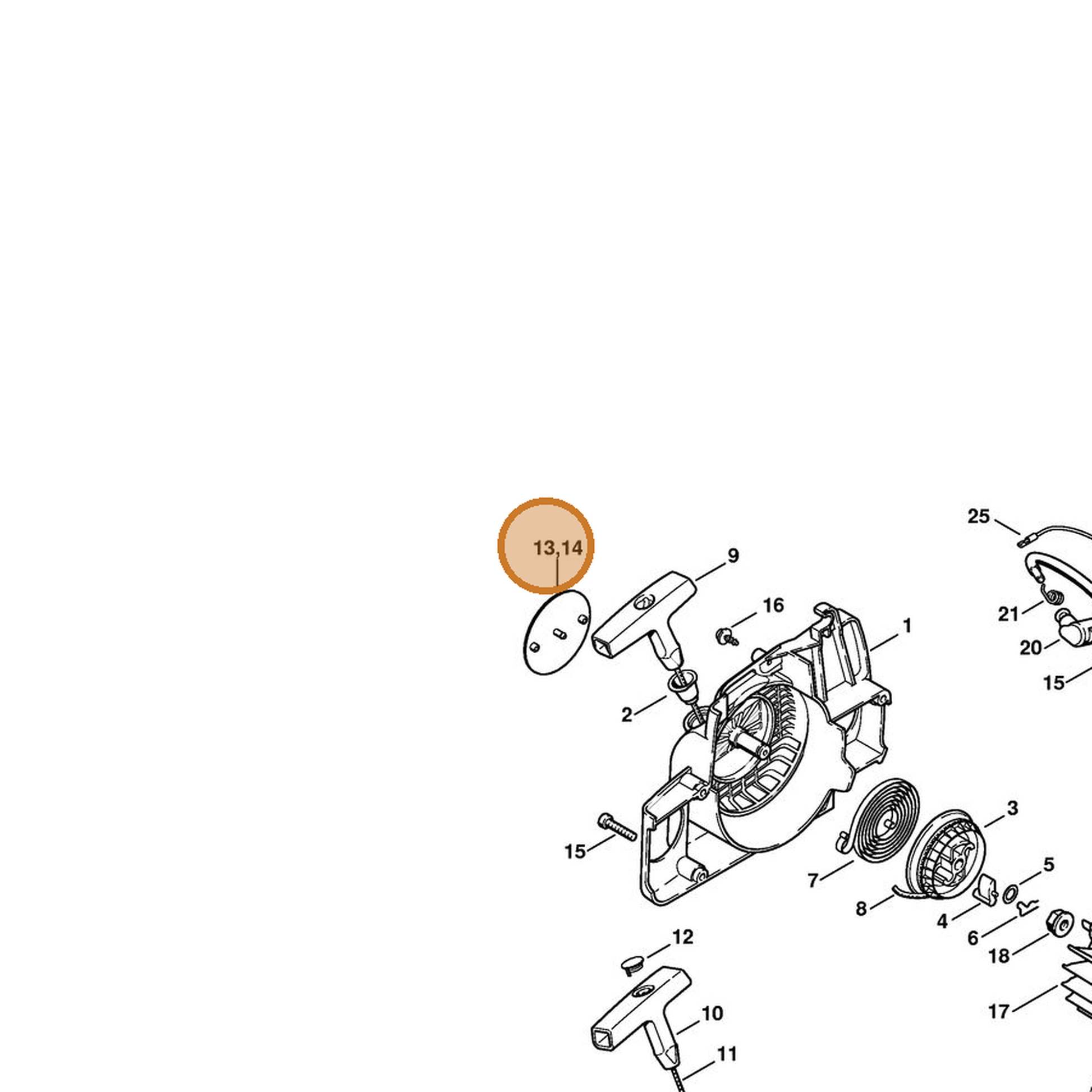STIHL part 1130-967-1501 — IPL diagram snippet (6x zoom, amber highlight)