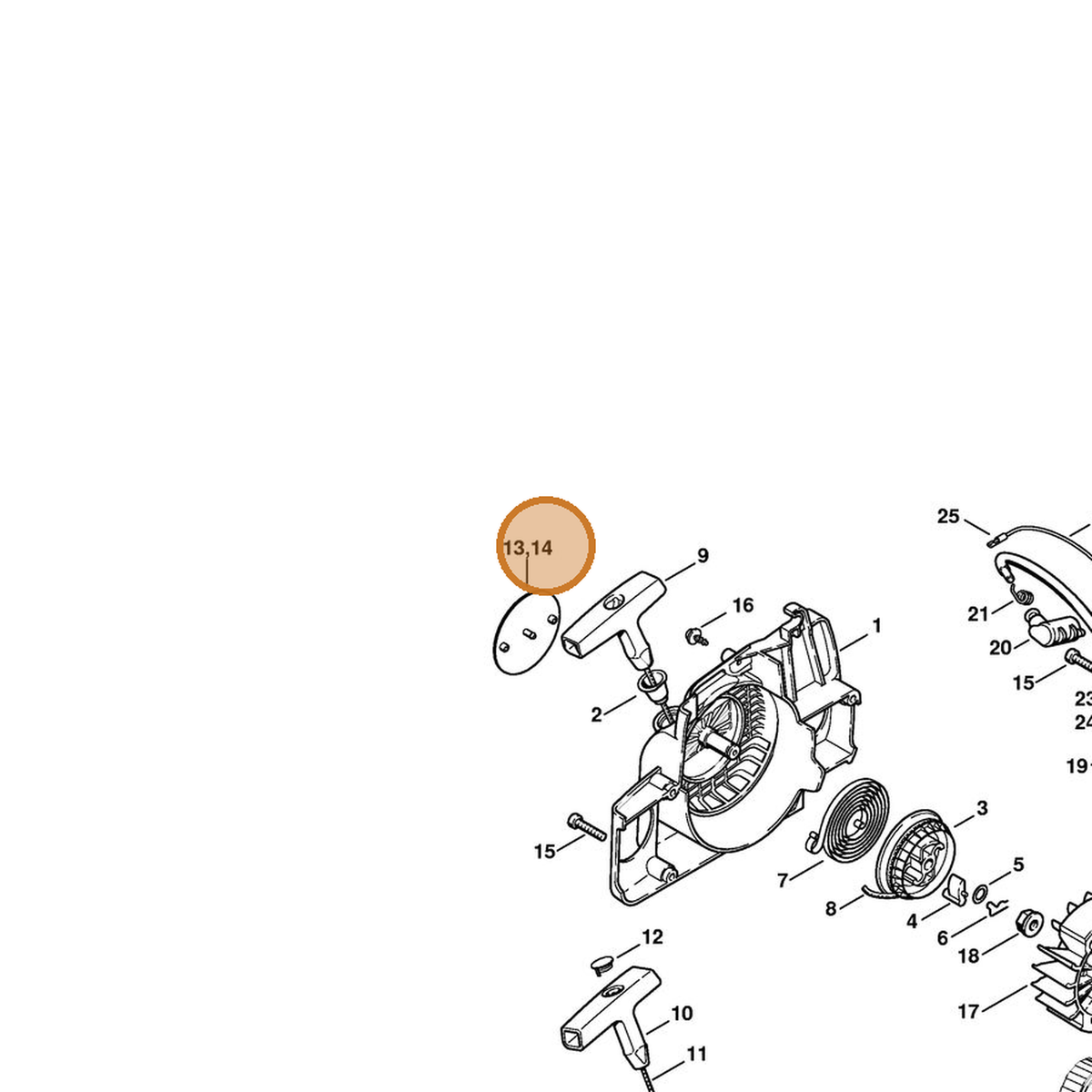 STIHL part 1130-967-1502 — IPL diagram snippet (6x zoom, amber highlight)