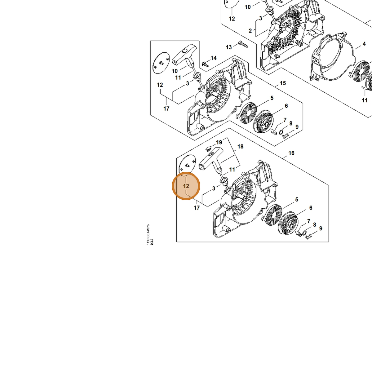 STIHL part 1130-967-1504 — IPL diagram snippet (6x zoom, amber highlight)