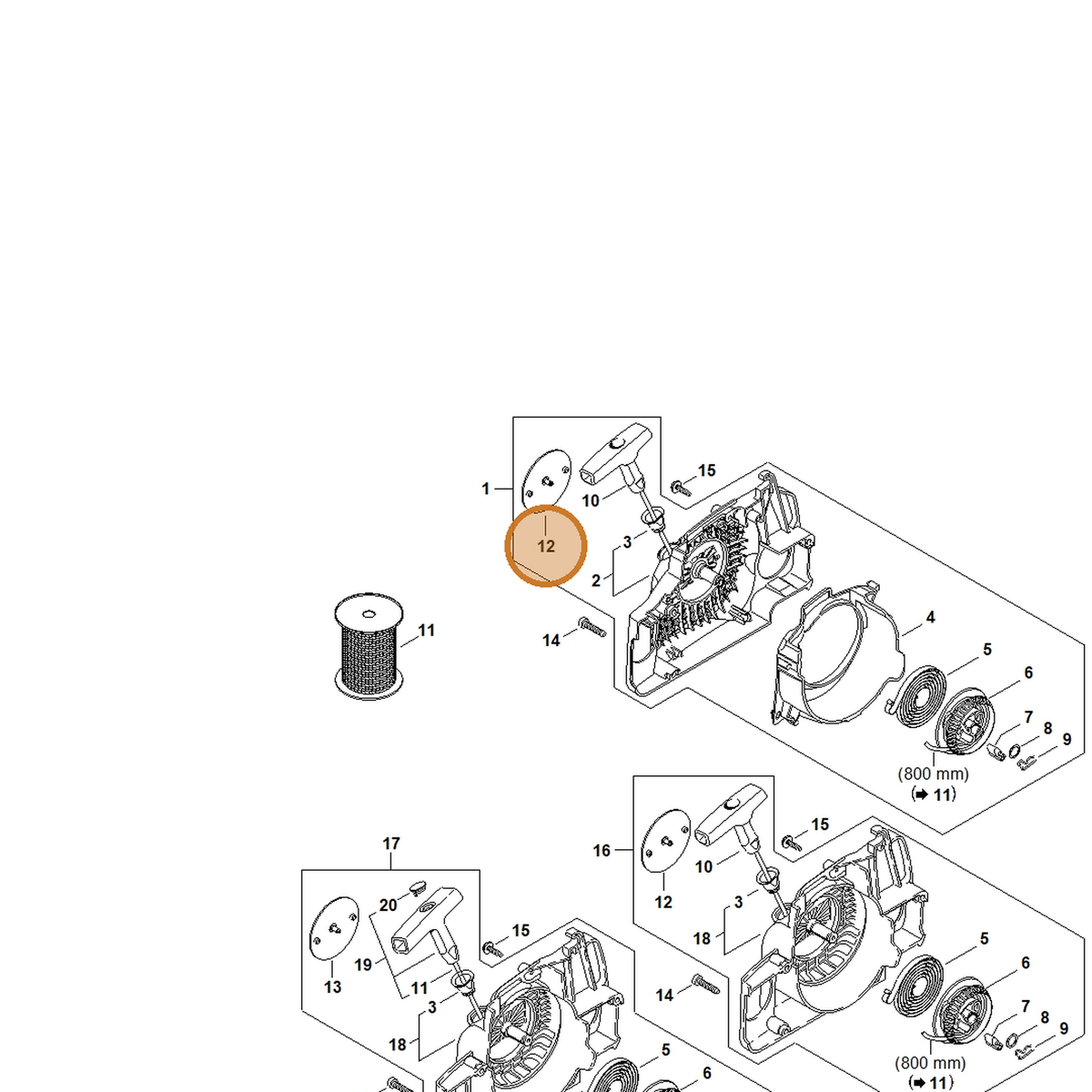 STIHL part 1130-967-1505 — IPL diagram snippet (6x zoom, amber highlight)