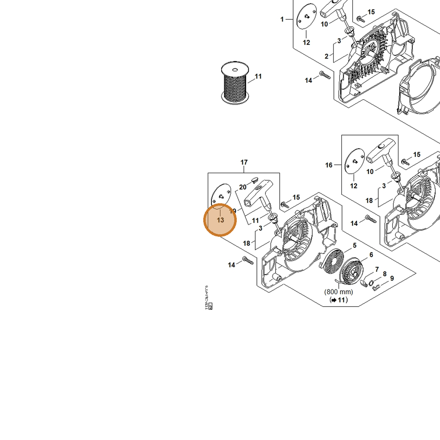 STIHL part 1130-967-1506 — IPL diagram snippet (6x zoom, amber highlight)