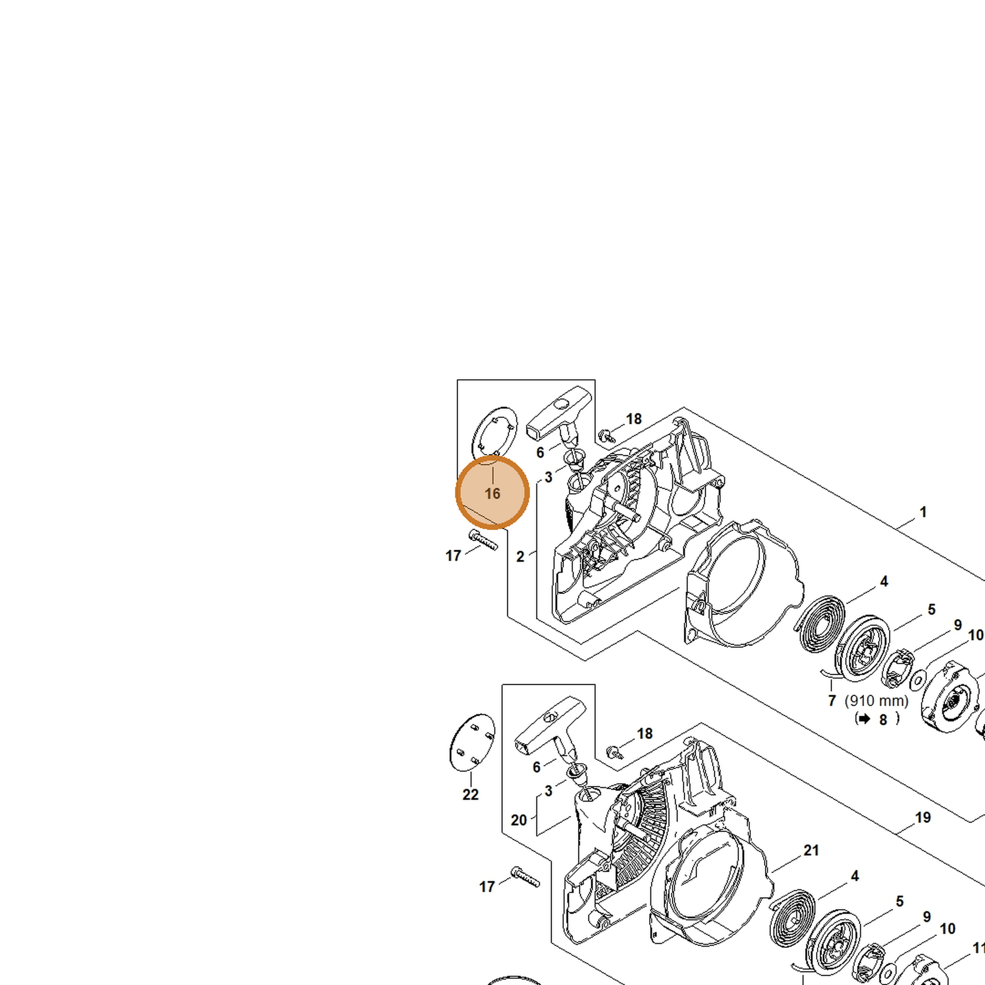 STIHL part 1130-967-1514 — IPL diagram snippet (6x zoom, amber highlight)