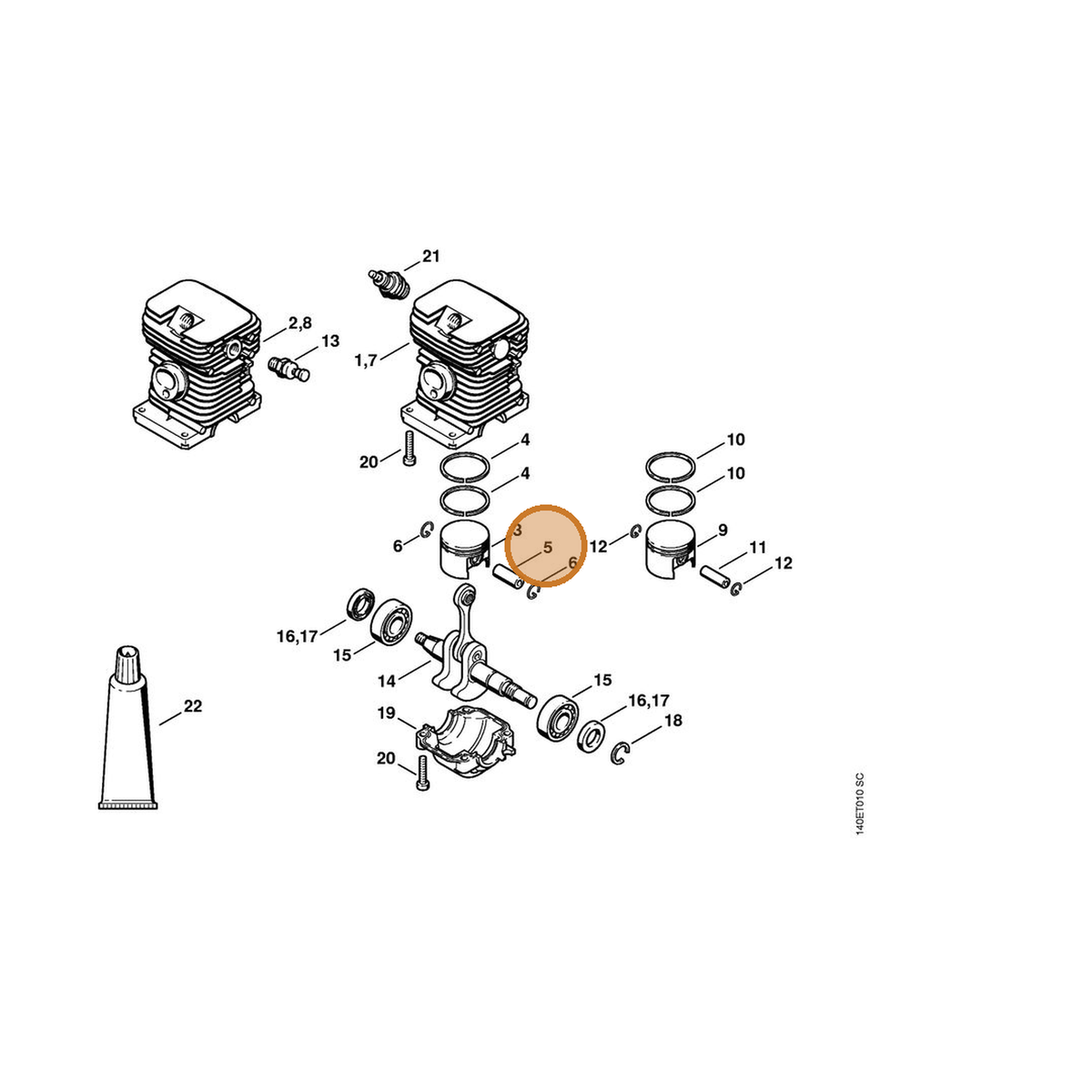 STIHL part 1132-034-1501 — IPL diagram snippet (6x zoom, amber highlight)