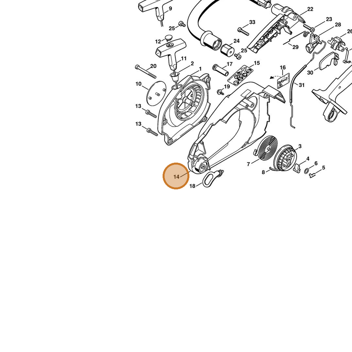 STIHL part 1132-084-1004 — IPL diagram snippet (6x zoom, amber highlight)