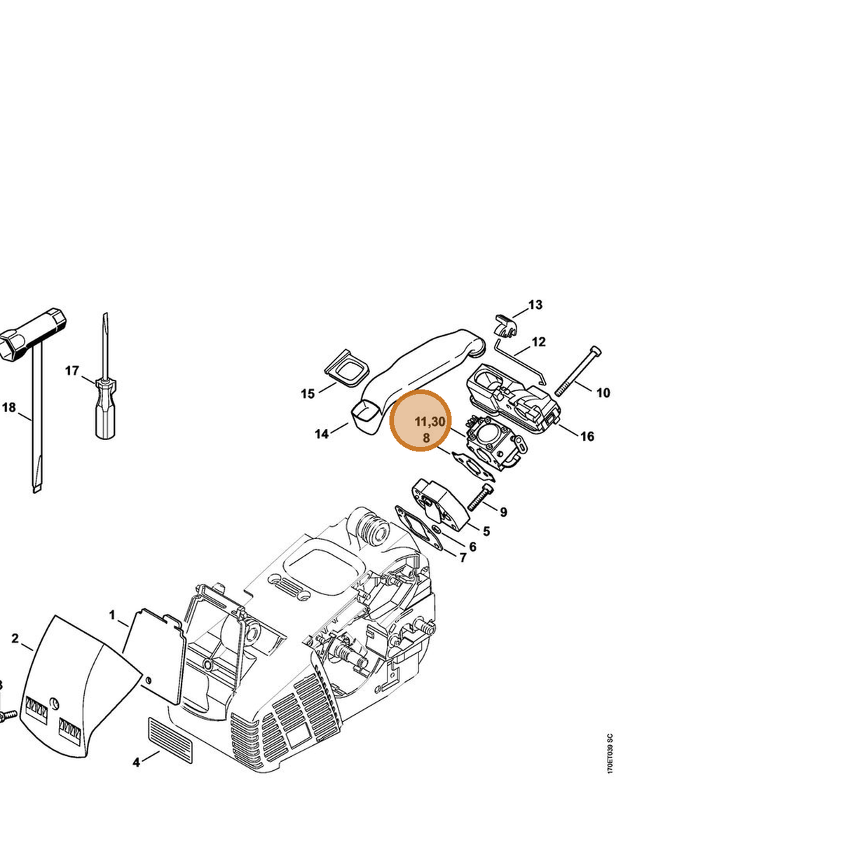 STIHL part 1132-120-0603 — IPL diagram snippet (6x zoom, amber highlight)