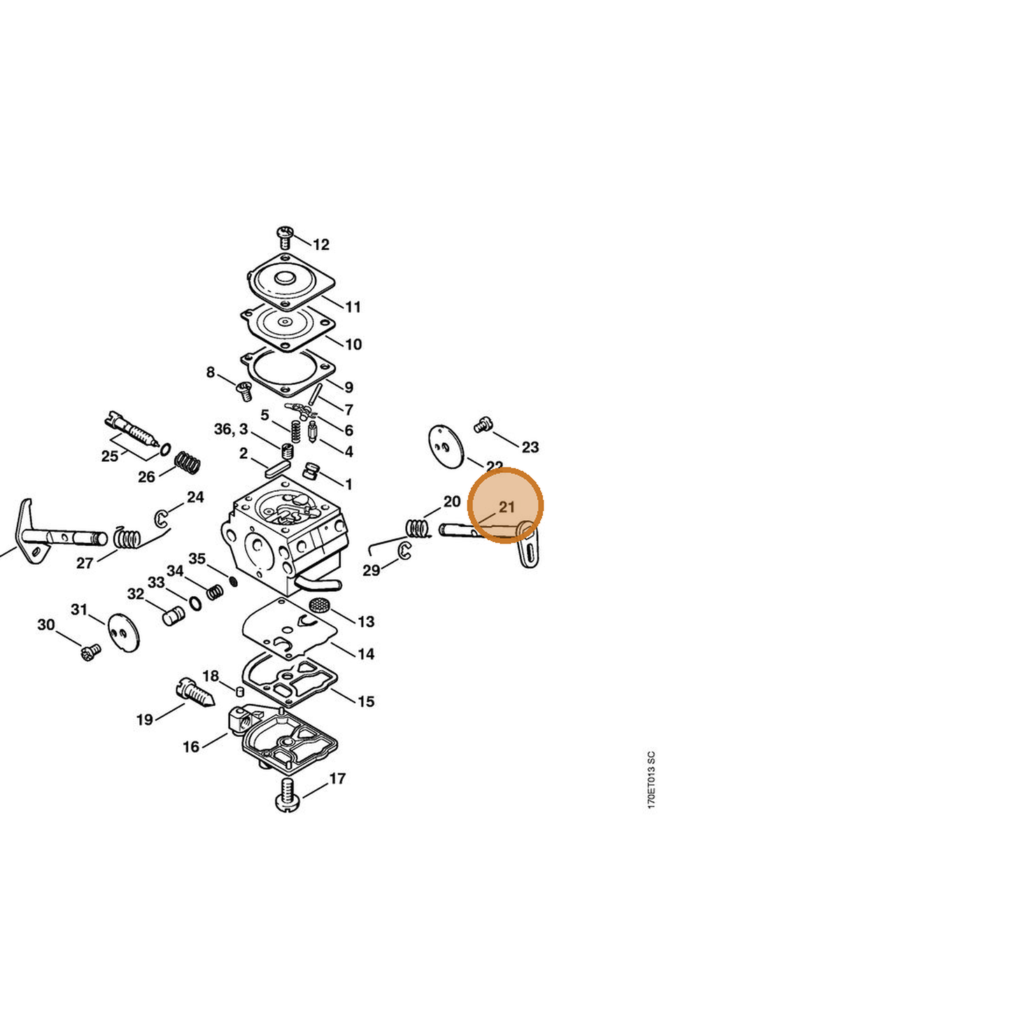 STIHL part 1132-120-7201 — IPL diagram snippet (6x zoom, amber highlight)