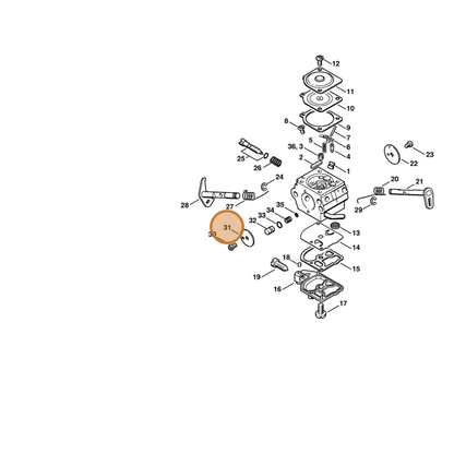 STIHL part 1132-121-3300 — IPL diagram snippet (6x zoom, amber highlight)