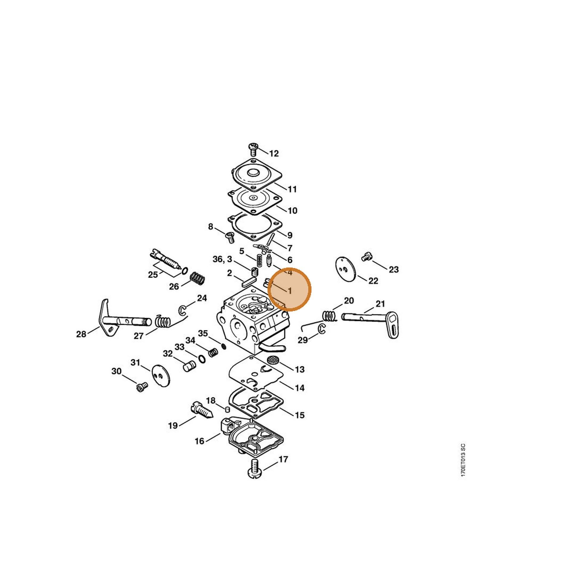 STIHL part 1132-121-5400 — IPL diagram snippet (6x zoom, amber highlight)