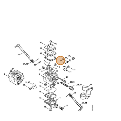 STIHL part 1132-121-7800 — IPL diagram snippet (6x zoom, amber highlight)