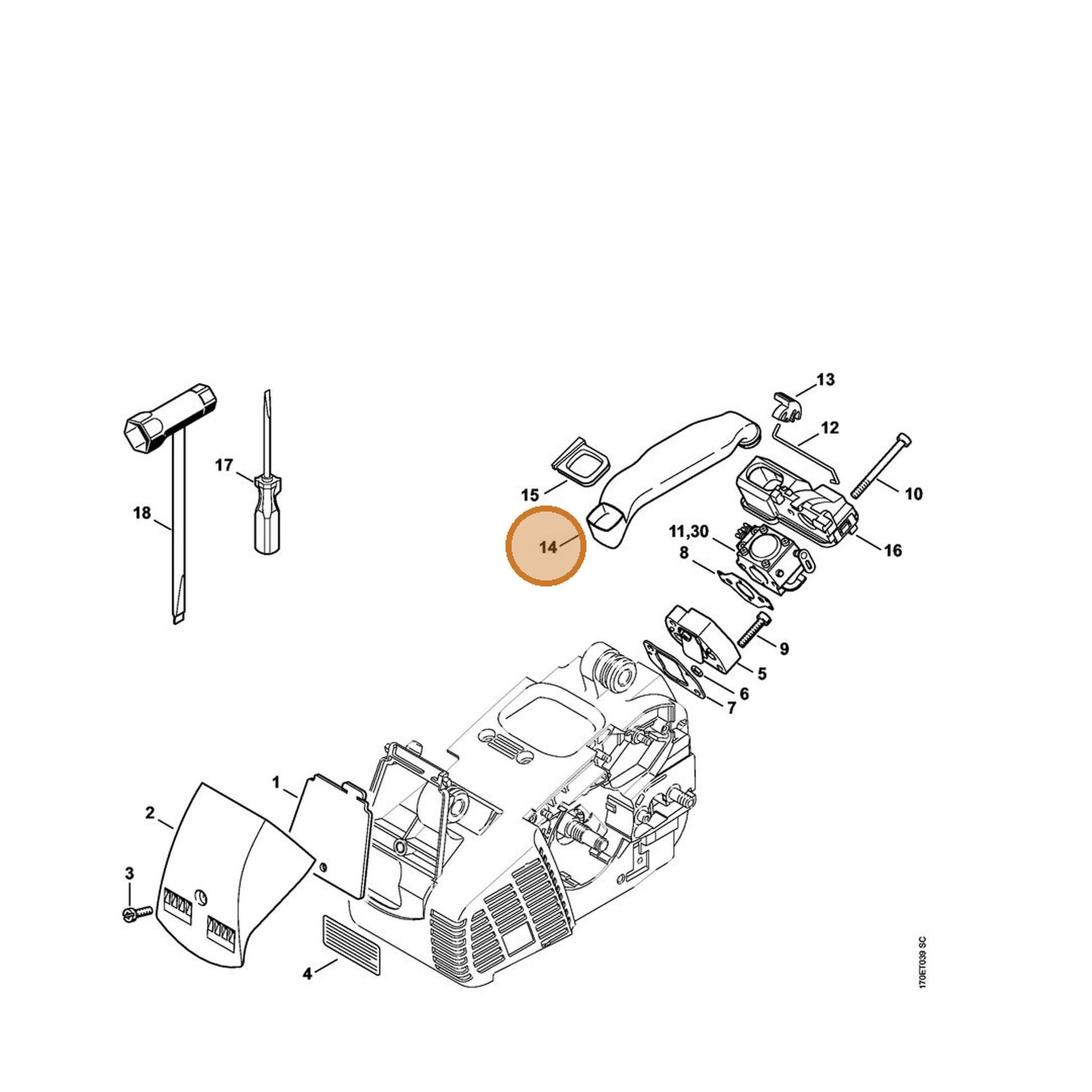 STIHL part 1132-122-4101 — IPL diagram snippet (6x zoom, amber highlight)