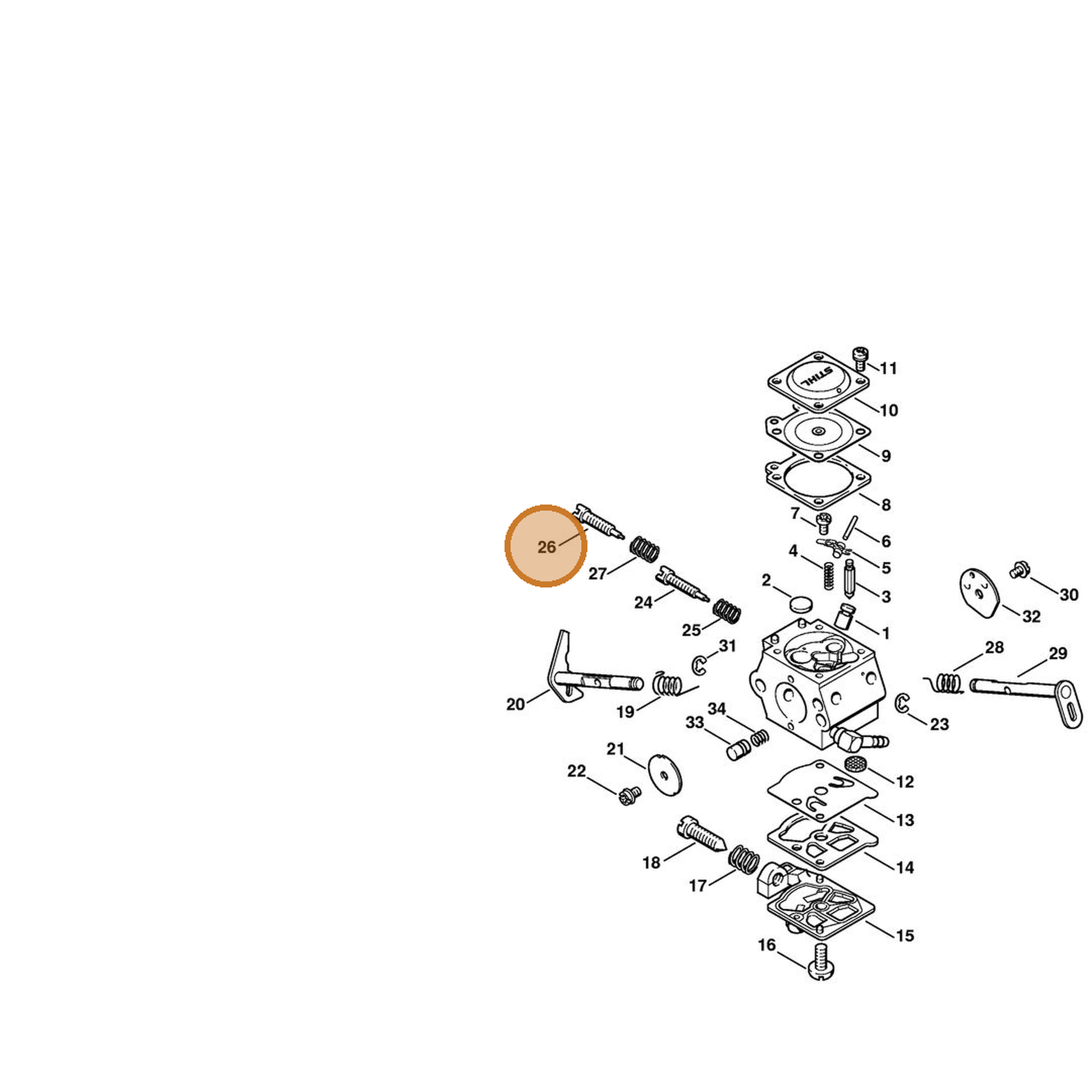 STIHL part 1132-122-6700 — IPL diagram snippet (6x zoom, amber highlight)