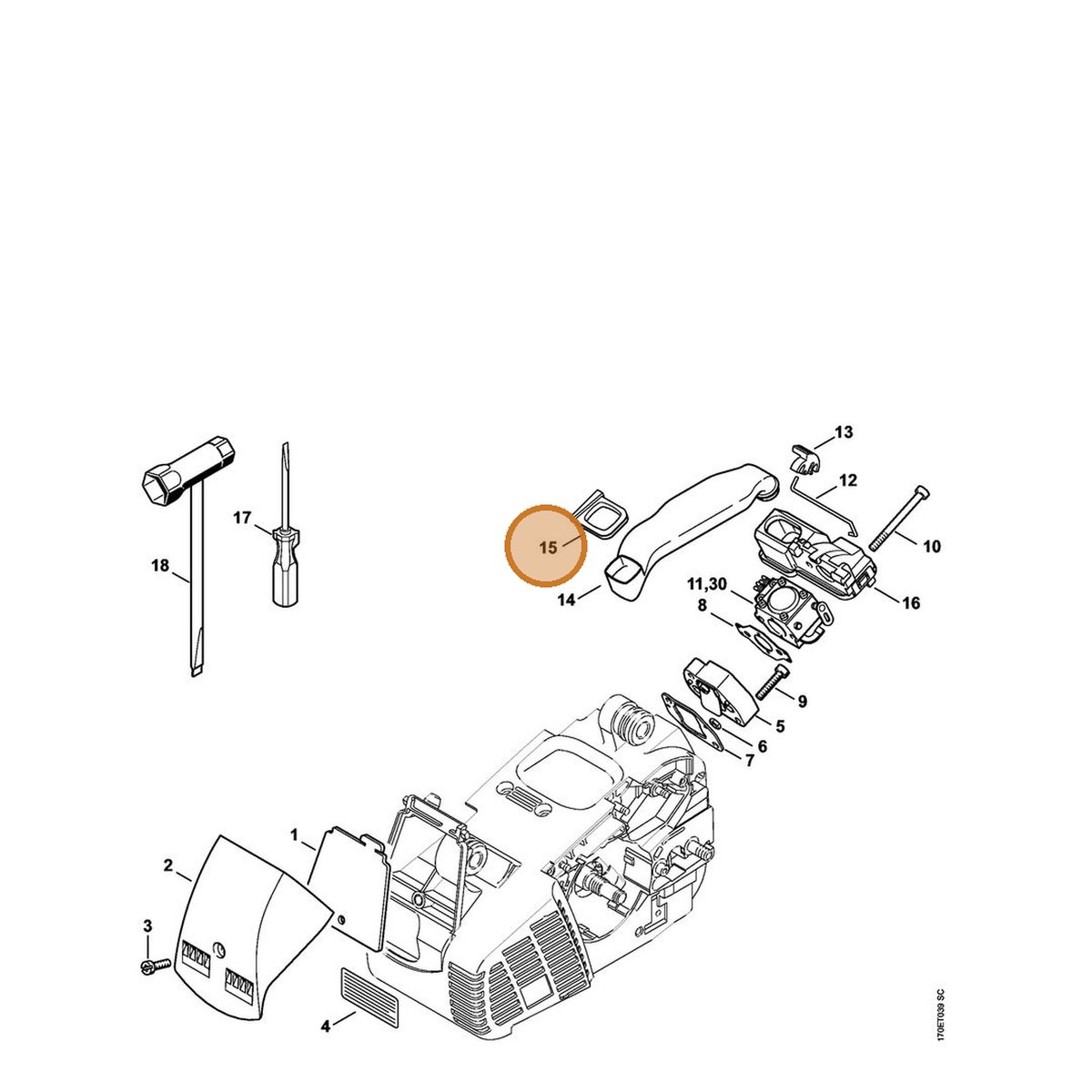 STIHL part 1132-122-7000 — IPL diagram snippet (6x zoom, amber highlight)