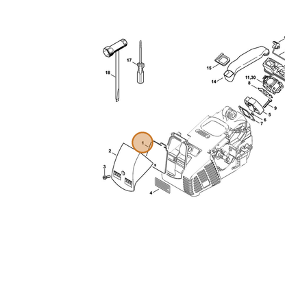 STIHL part 1132-124-0800 — IPL diagram snippet (6x zoom, amber highlight)