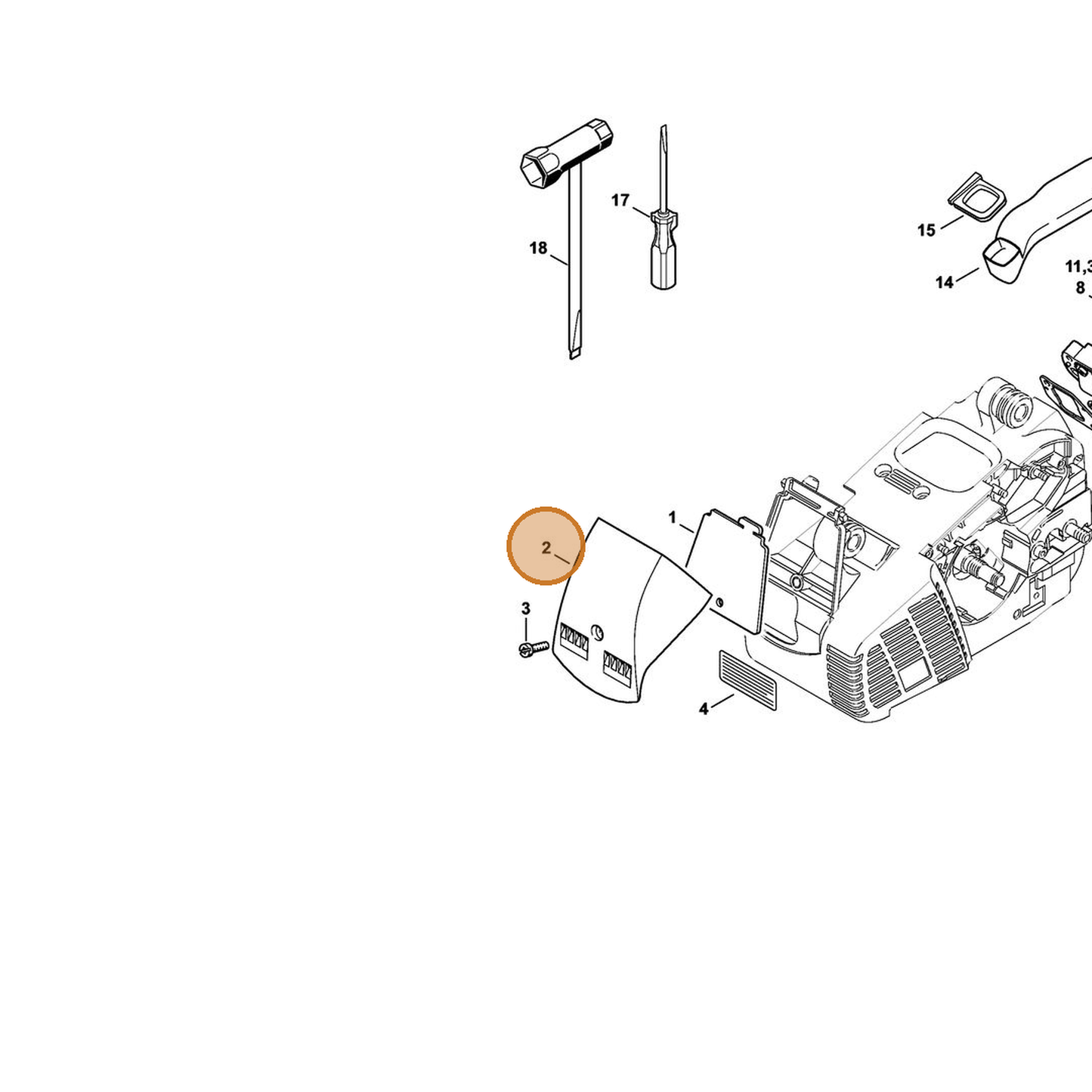 STIHL part 1132-141-0501 — IPL diagram snippet (6x zoom, amber highlight)