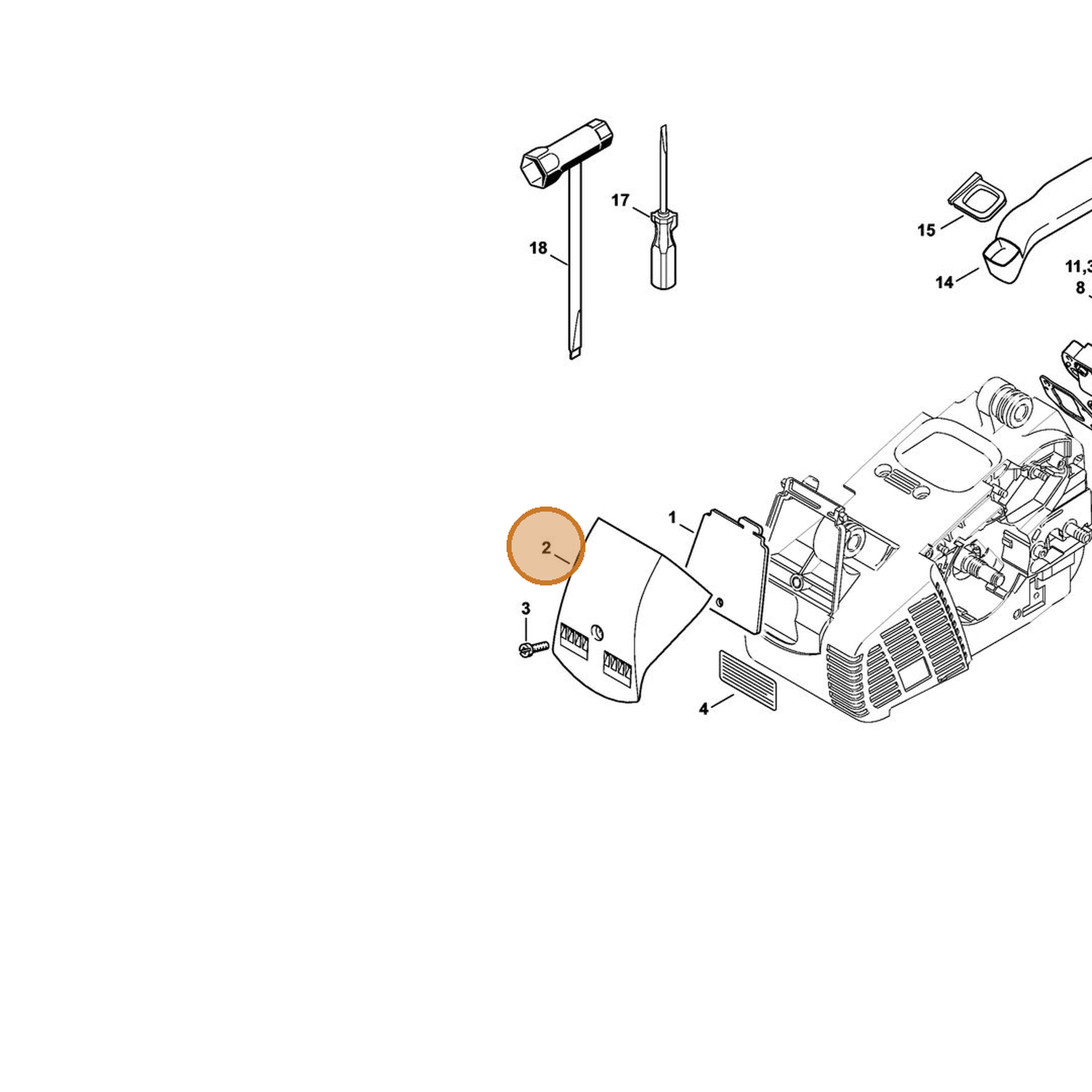 STIHL part 1132-141-0501 — IPL diagram snippet (6x zoom, amber highlight)