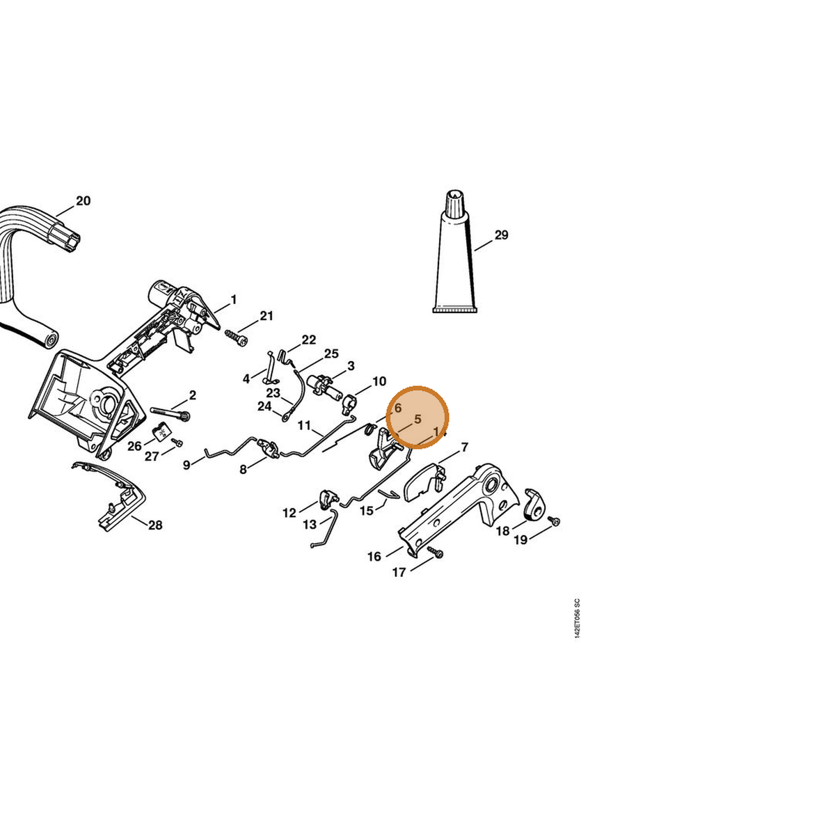 STIHL part 1132-180-1500 — IPL diagram snippet (6x zoom, amber highlight)
