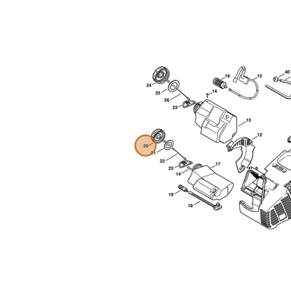 STIHL part 1132-350-0500 — IPL diagram snippet (6x zoom, amber highlight)