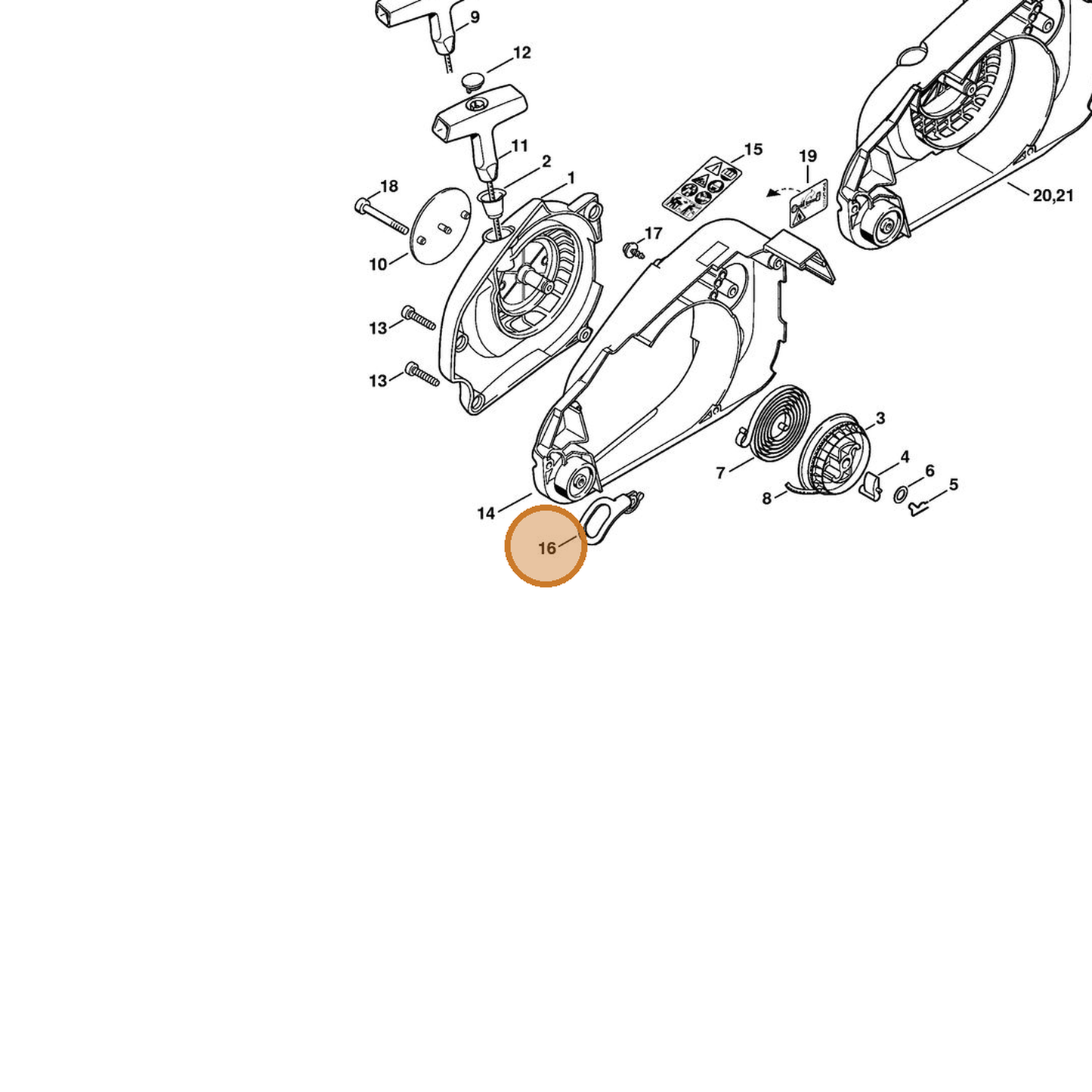 STIHL part 1132-350-7000 — IPL diagram snippet (6x zoom, amber highlight)