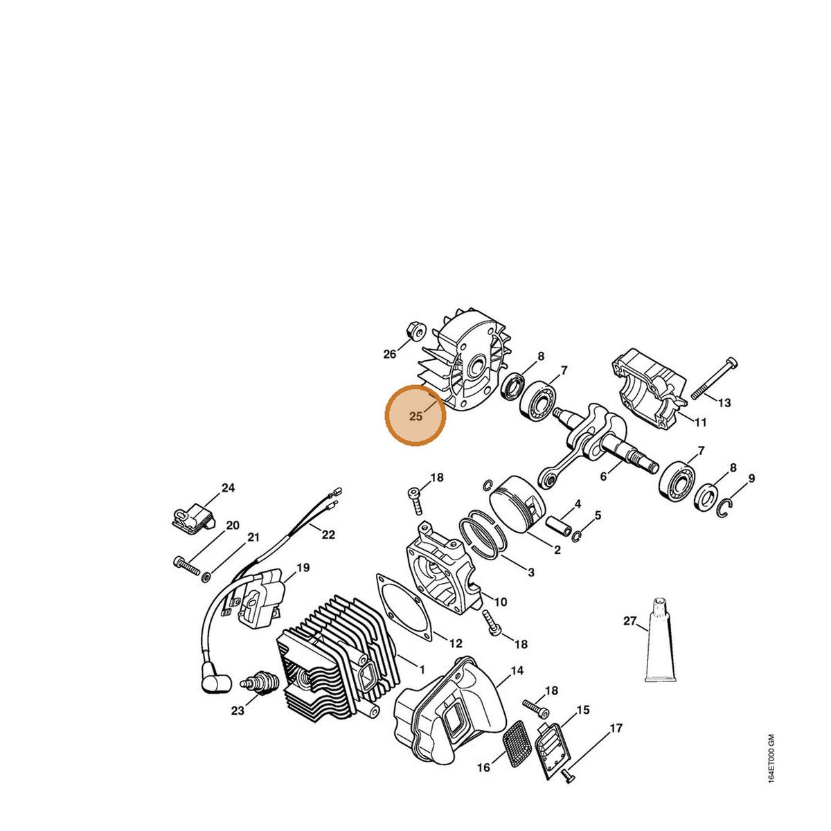 STIHL part 1132-400-1200 — IPL diagram snippet (6x zoom, amber highlight)