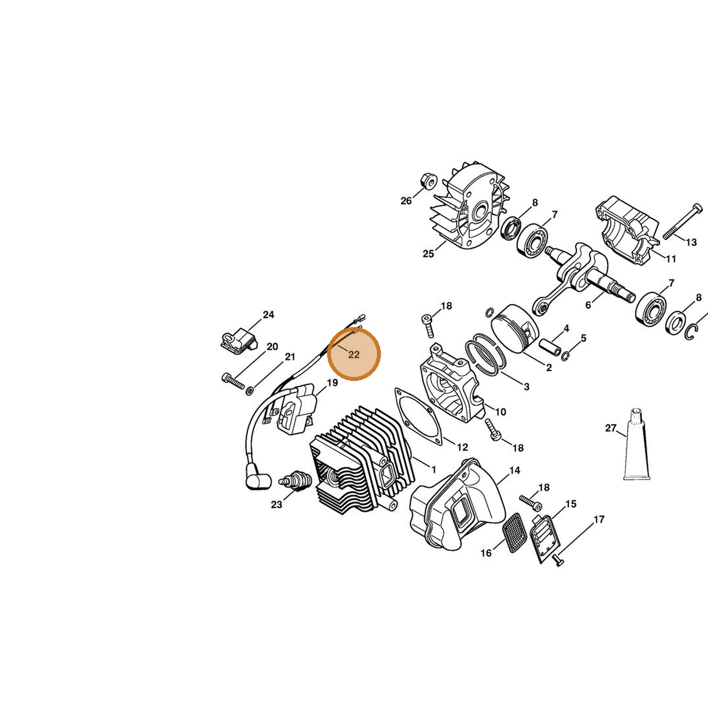 STIHL part 1132-440-3001 — IPL diagram snippet (6x zoom, amber highlight)