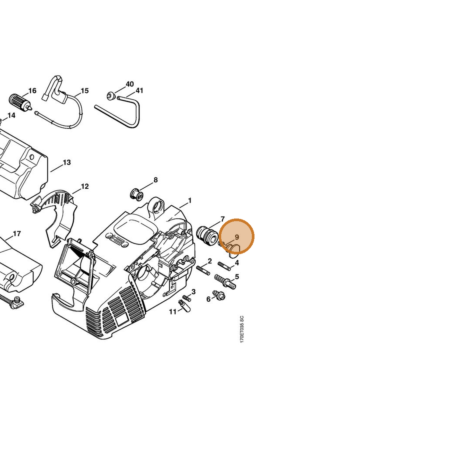 STIHL part 1132-791-7300 — IPL diagram snippet (6x zoom, amber highlight)