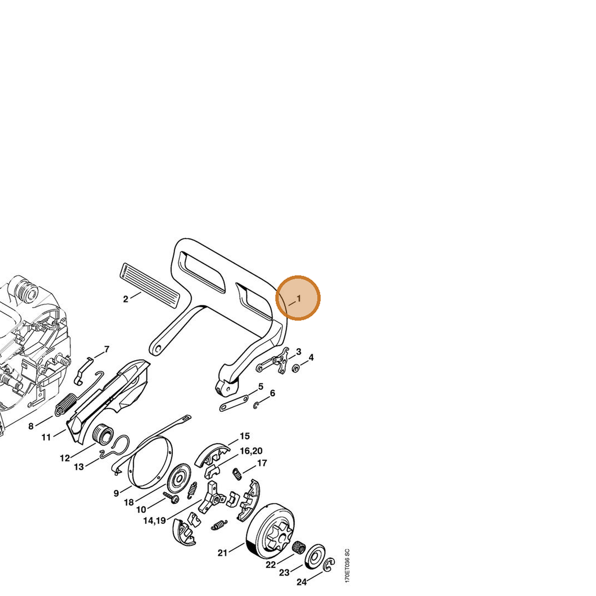 STIHL part 1132-792-9100 — IPL diagram snippet (6x zoom, amber highlight)