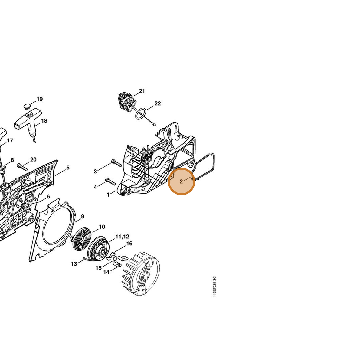 STIHL part 1133-029-0500 — IPL diagram snippet (6x zoom, amber highlight)