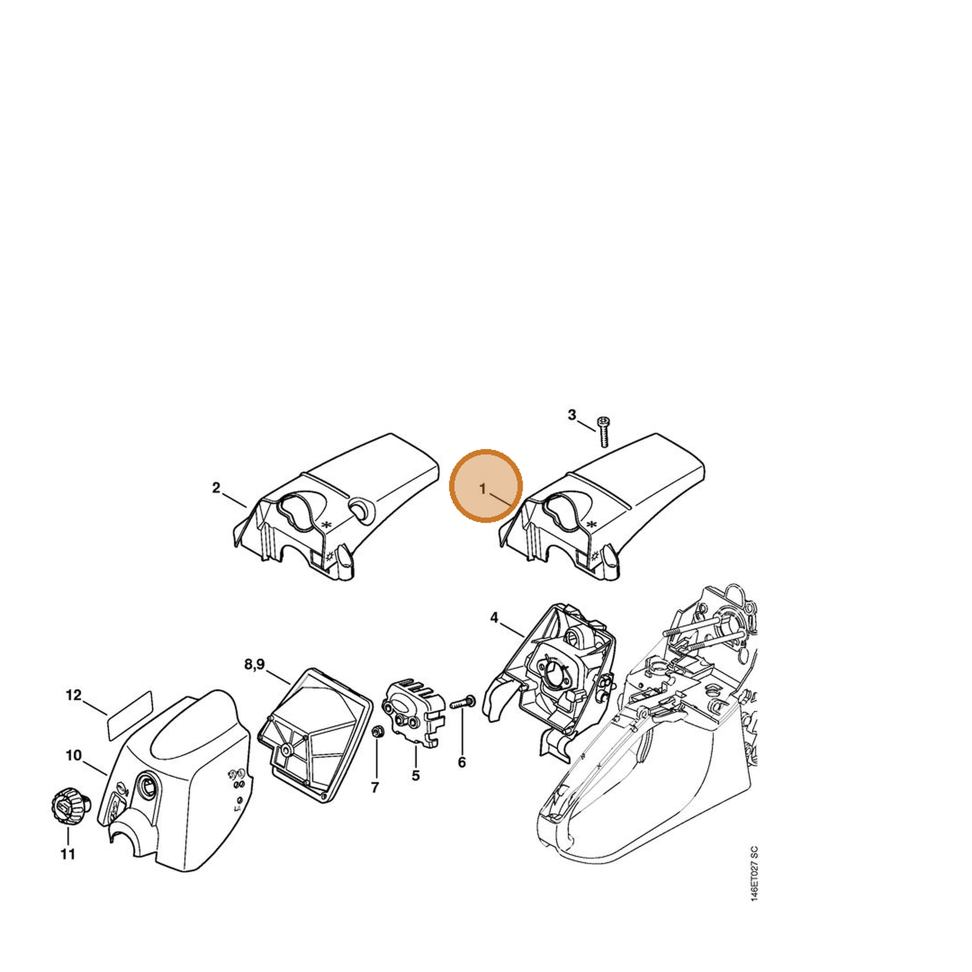 STIHL part 1133-084-0900 — IPL diagram snippet (6x zoom, amber highlight)