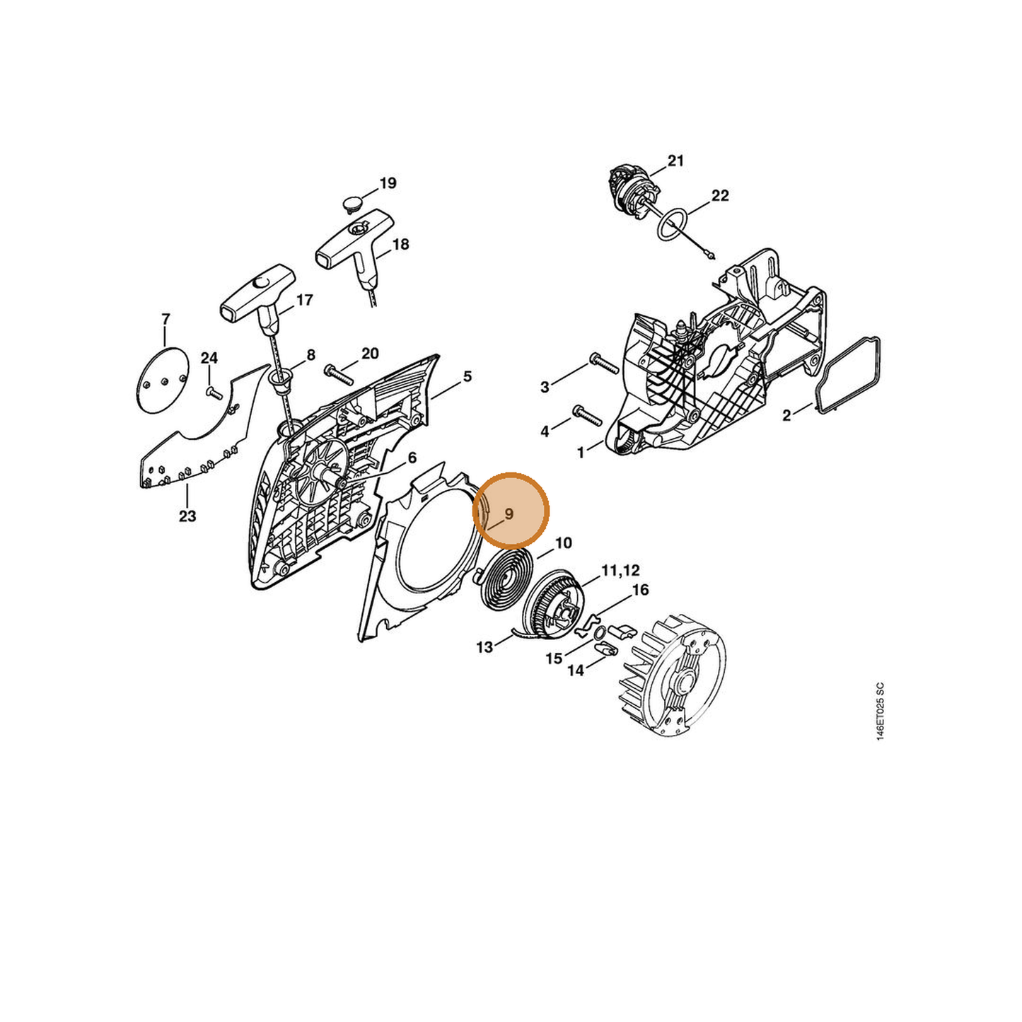 STIHL part 1133-084-7800 — IPL diagram snippet (6x zoom, amber highlight)
