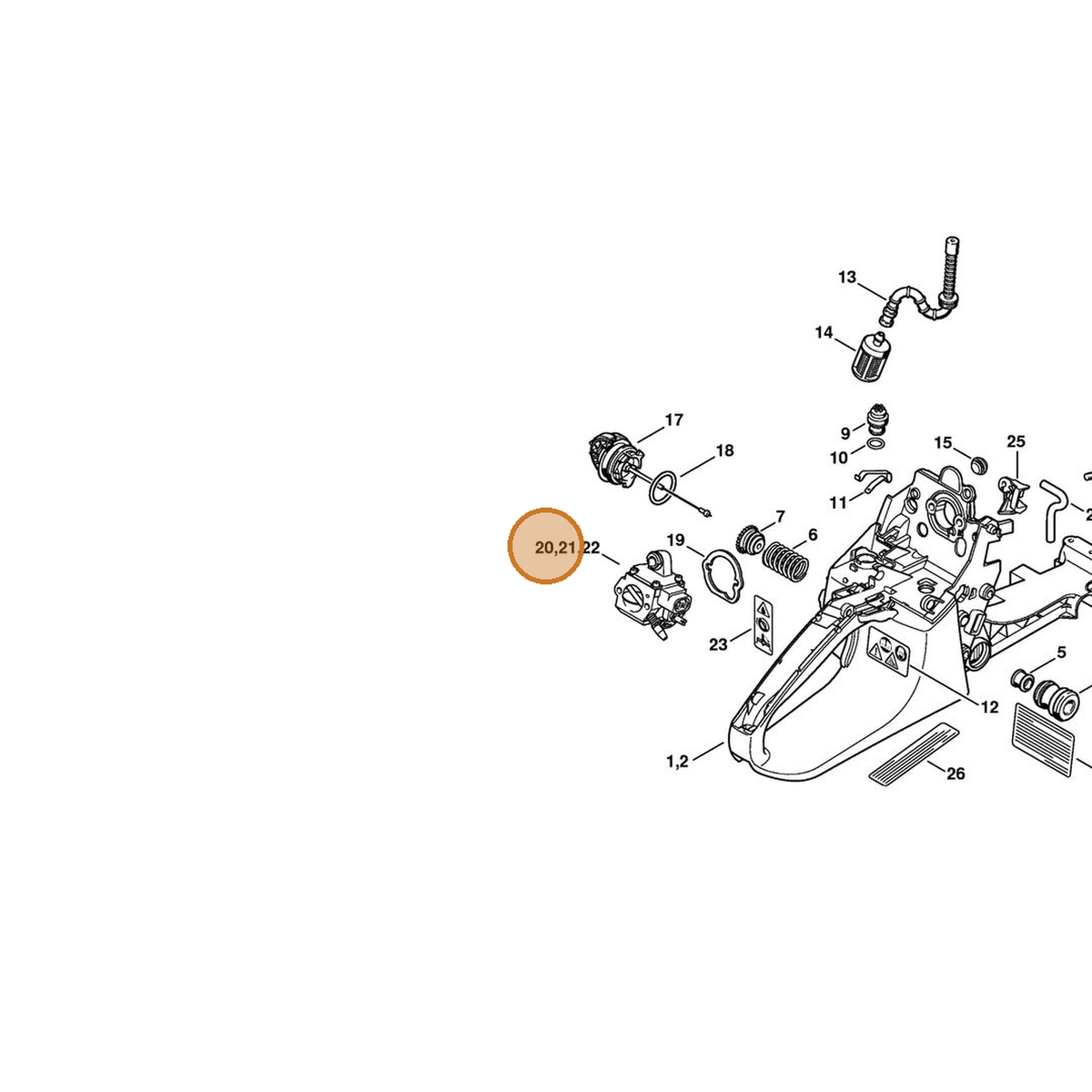 STIHL part 1133-120-0604 — IPL diagram snippet (6x zoom, amber highlight)
