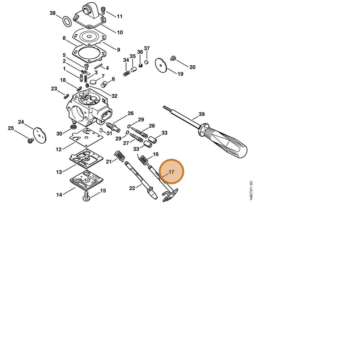 STIHL part 1133-120-7101 — IPL diagram snippet (6x zoom, amber highlight)