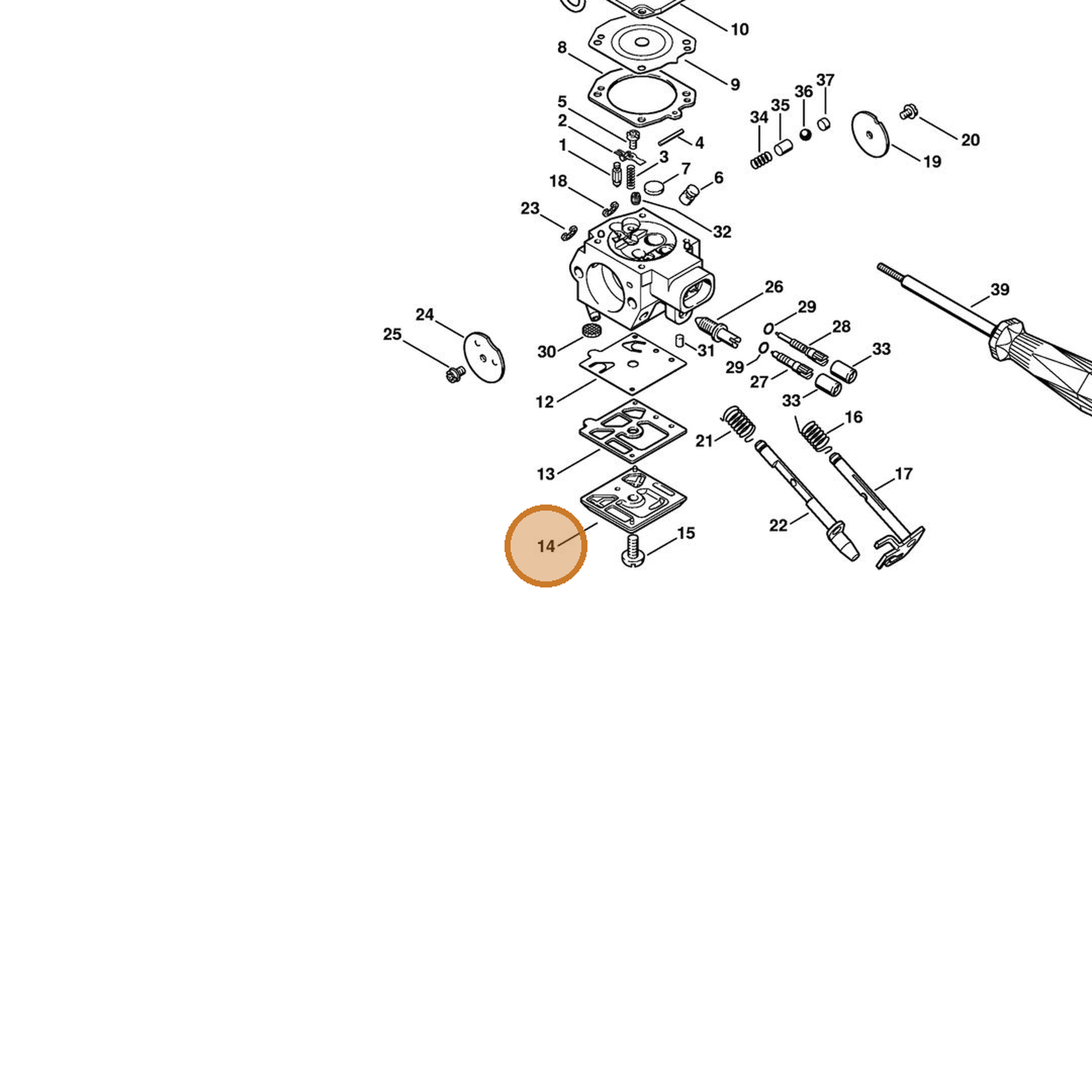 STIHL part 1133-121-0802 — IPL diagram snippet (6x zoom, amber highlight)
