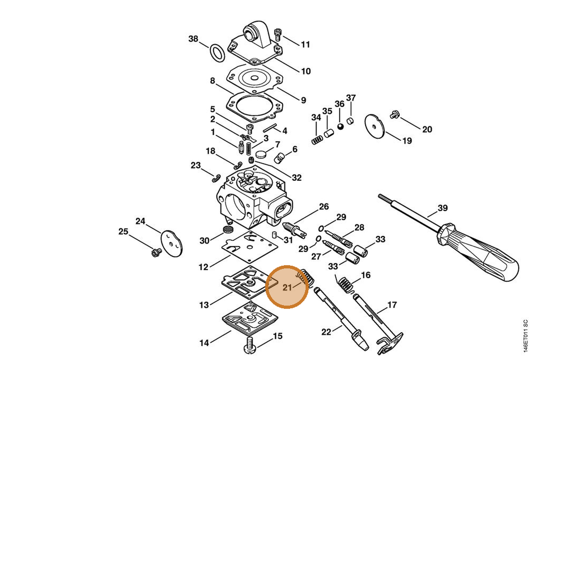 STIHL part 1133-122-3200 — IPL diagram snippet (6x zoom, amber highlight)