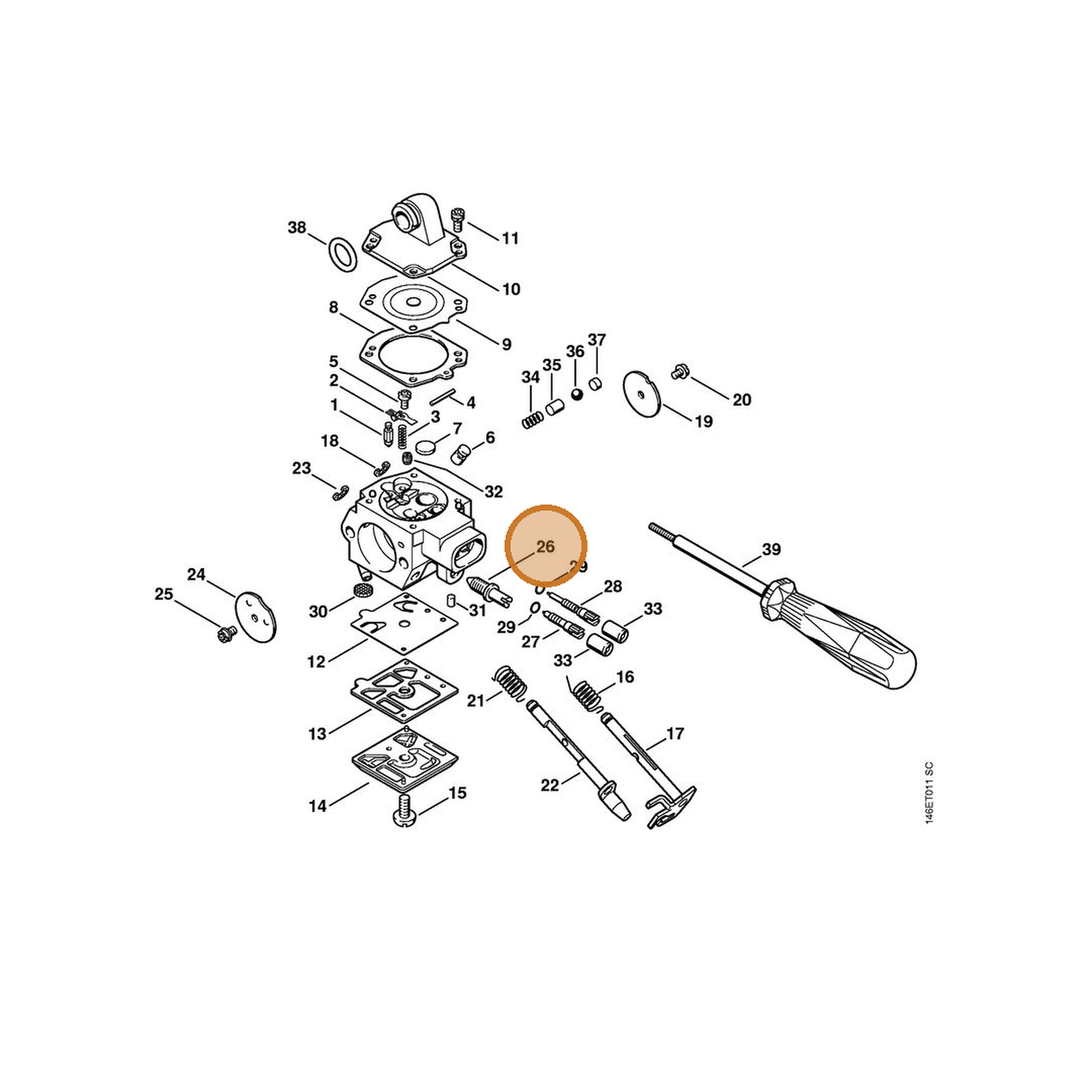 STIHL part 1133-122-6200 — IPL diagram snippet (6x zoom, amber highlight)