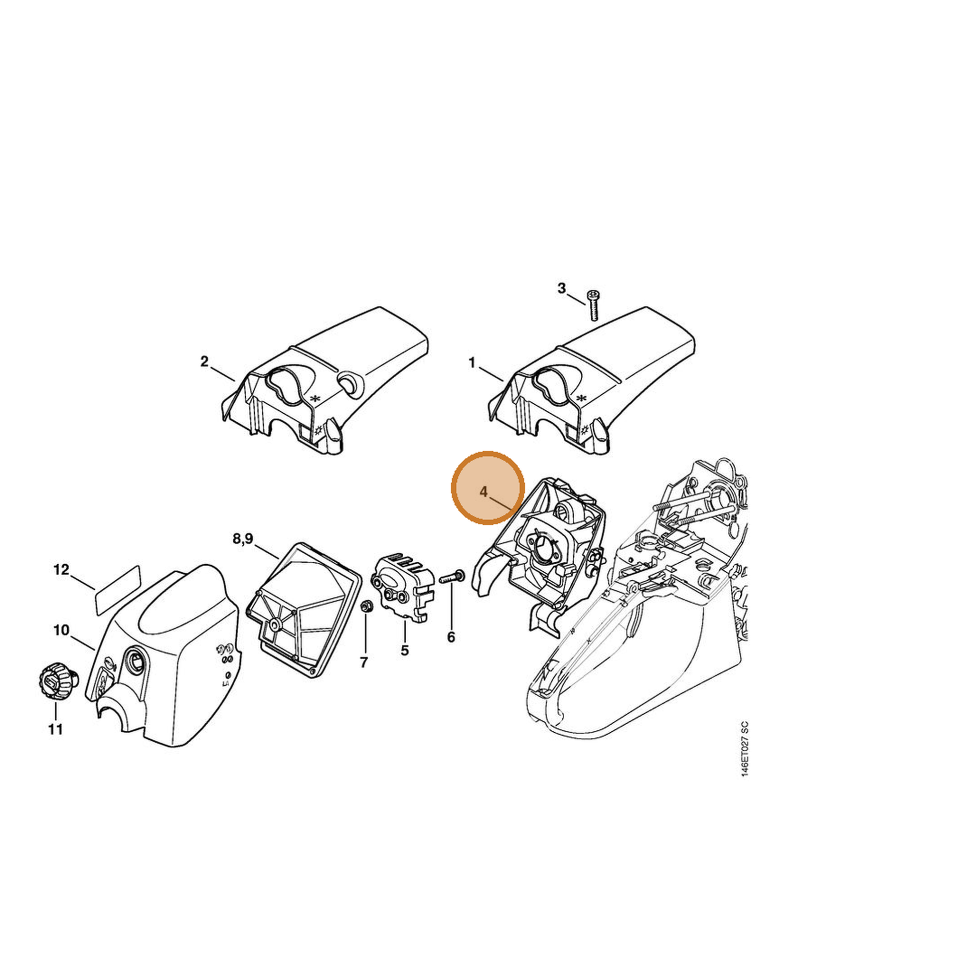 STIHL part 1133-124-3400 — IPL diagram snippet (6x zoom, amber highlight)