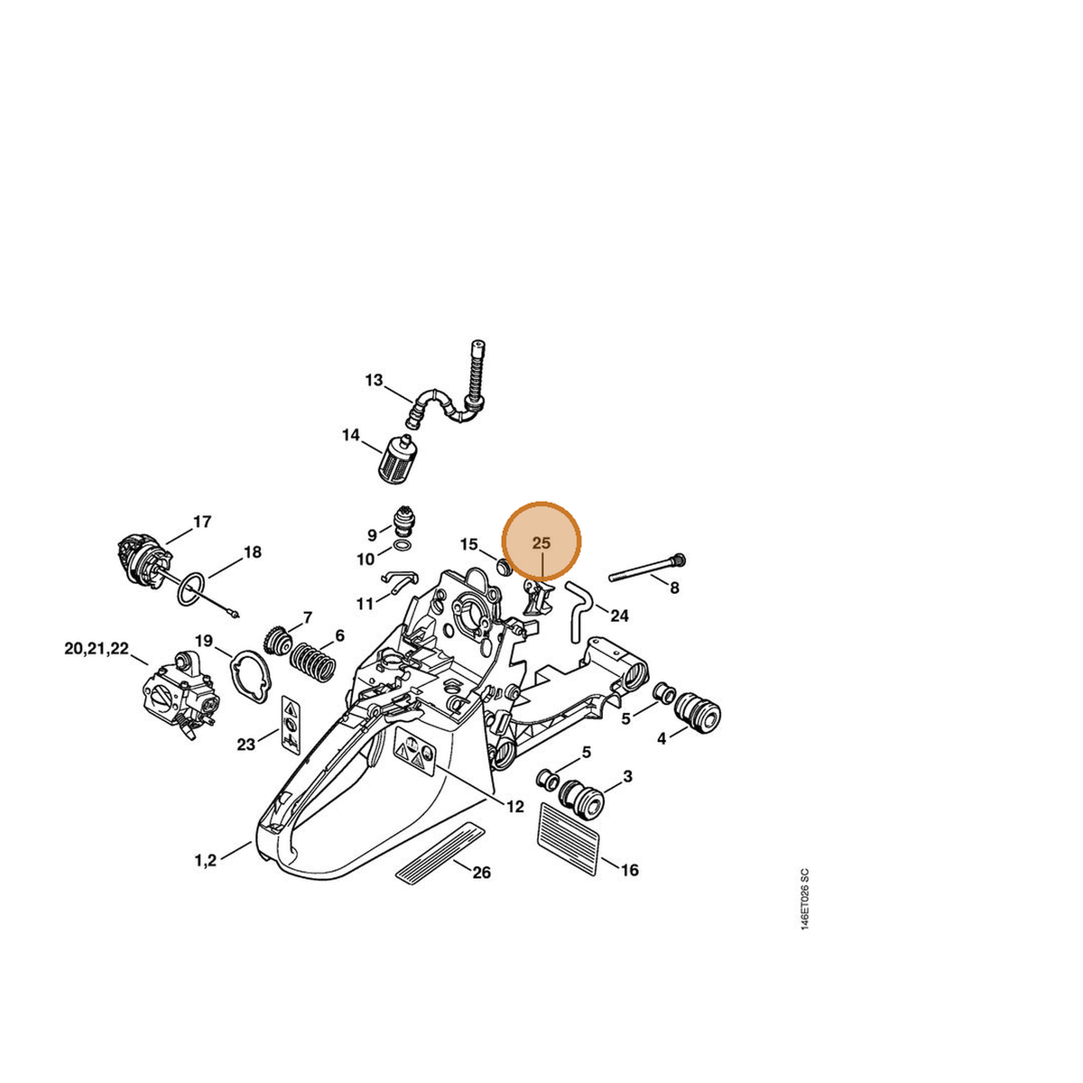 STIHL part 1133-124-4400 — IPL diagram snippet (6x zoom, amber highlight)