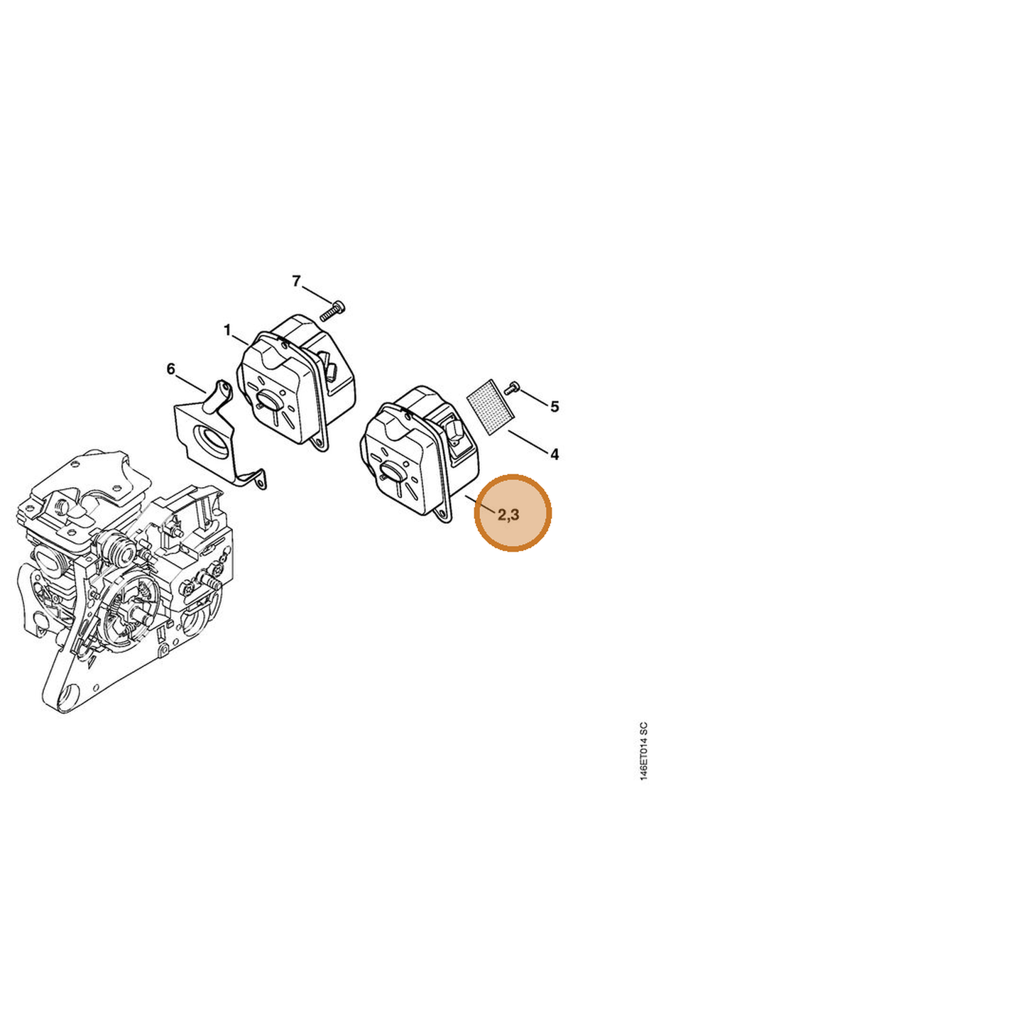 STIHL part 1133-140-0606 — IPL diagram snippet (6x zoom, amber highlight)