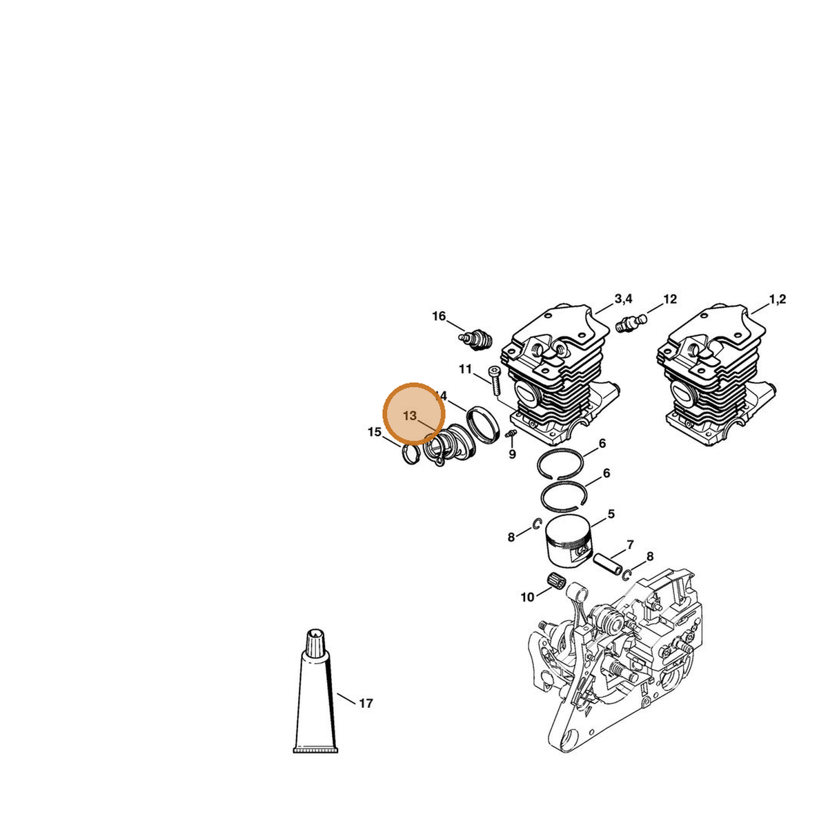 STIHL part 1133-141-2202 — IPL diagram snippet (6x zoom, amber highlight)