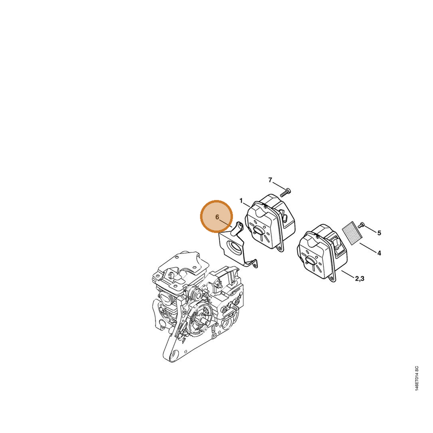 STIHL part 1133-141-3200 — IPL diagram snippet (6x zoom, amber highlight)
