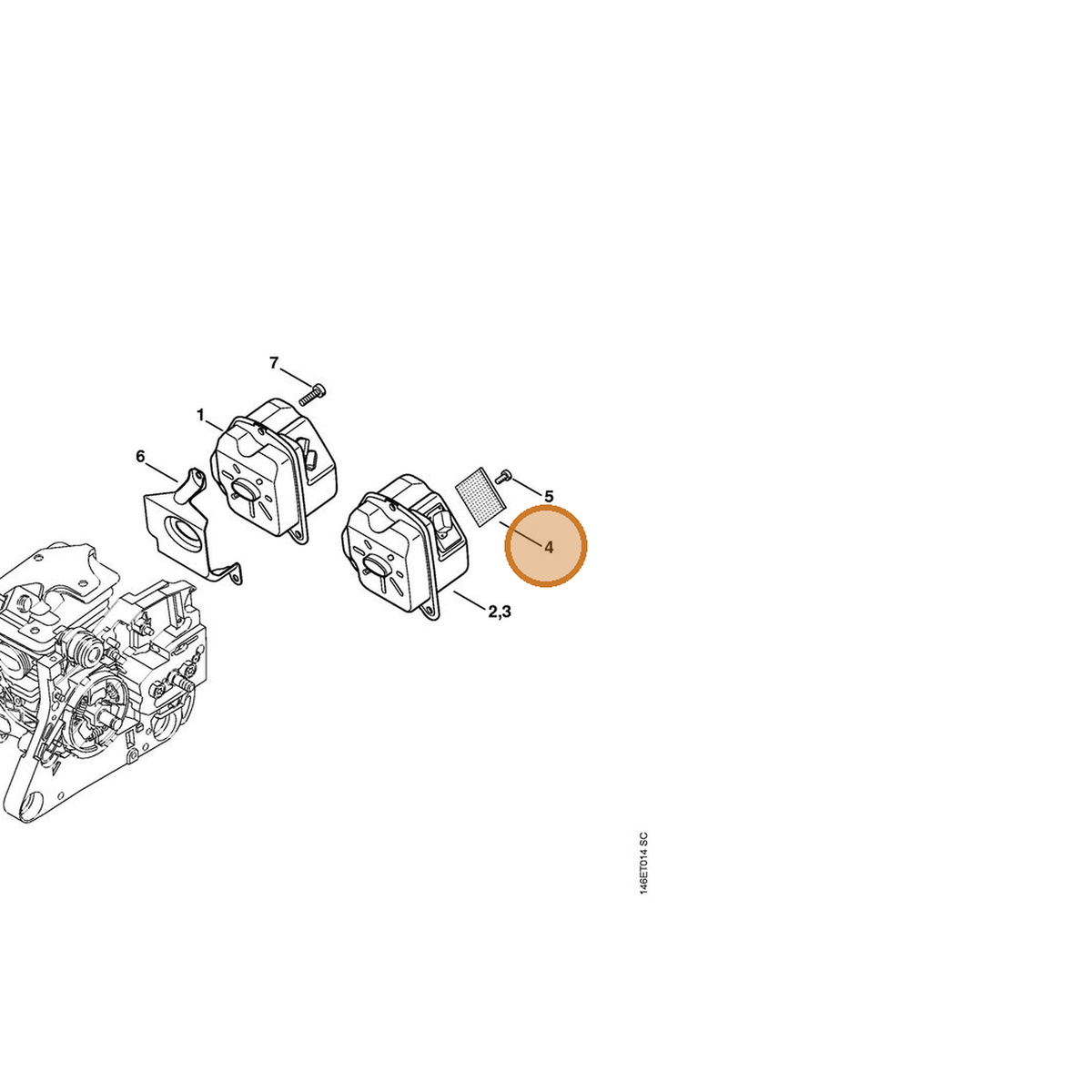 STIHL part 1133-141-9000 — IPL diagram snippet (6x zoom, amber highlight)